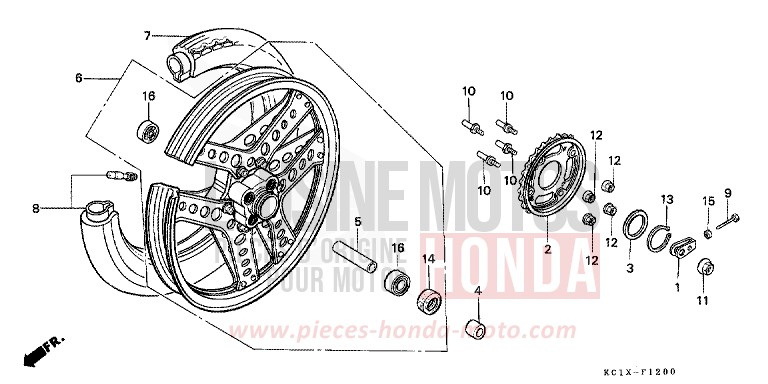 HINTERRAD (CB125TDC/TDE) von CB1300 Super Bold'or ABS CANDY ALAMOANA RED-U (R124CU) von 1982